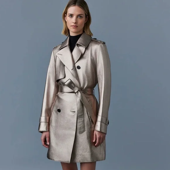 🔥🔥🔥 Mackage Mely leather trench coat in rose gold (quartz), size S 🔥🔥🔥 - Picture 2 of 14